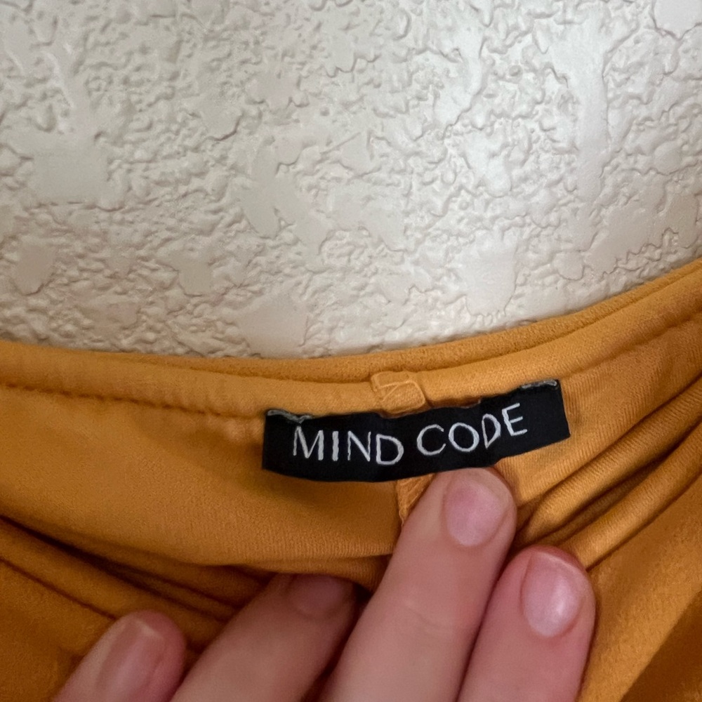 Mind Code Mustard Ruffle Mini Dress - Picture 2 of 2